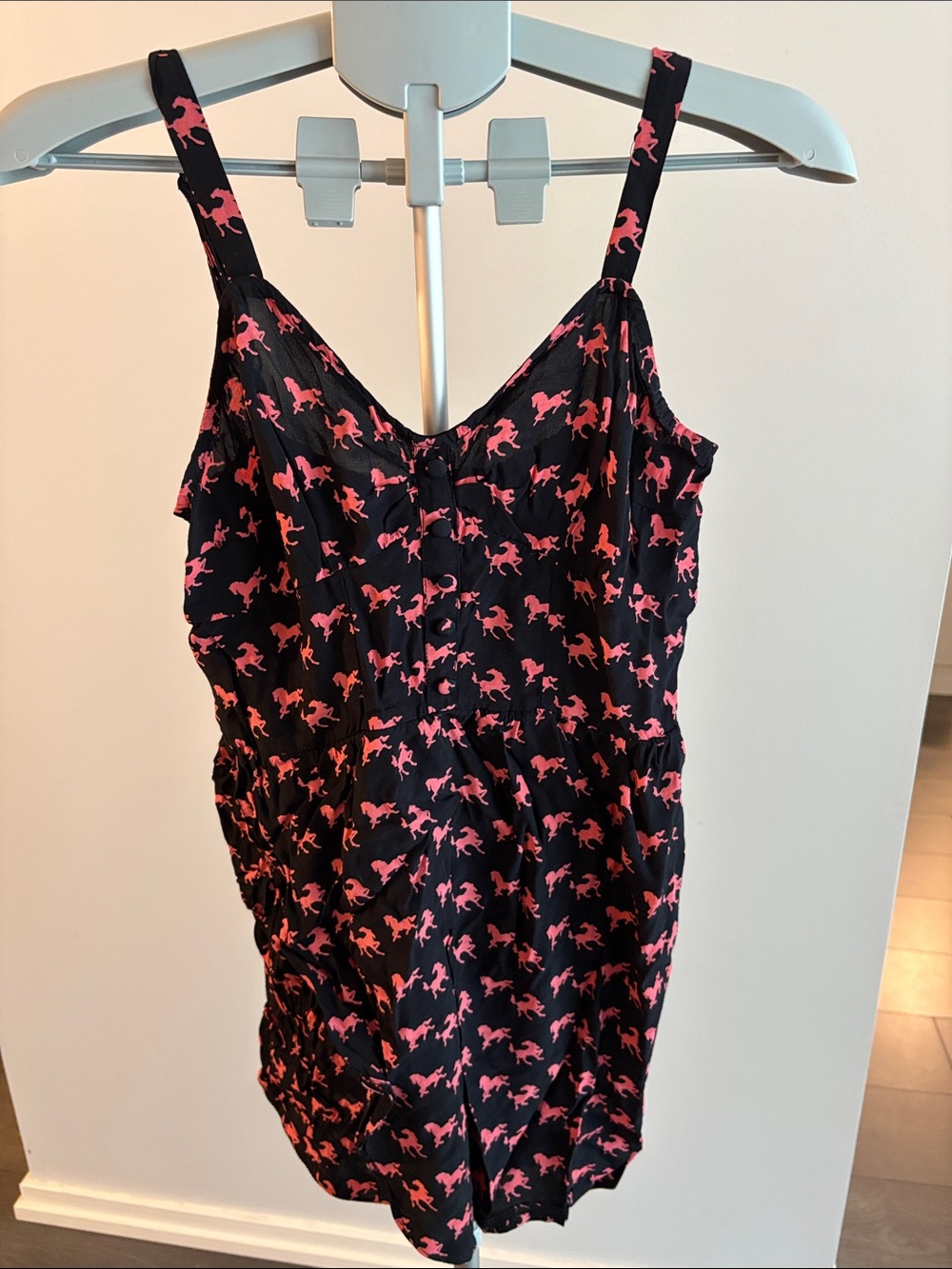 Black mini dress with Pink Horse Print
